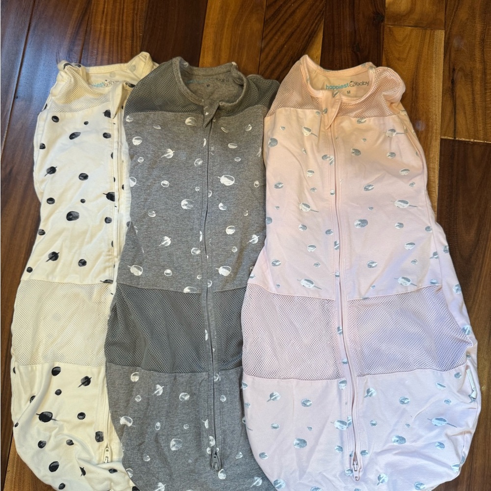 Happiest baby sleepsacks Set - Cream, Gray, and Pink